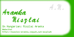 aranka miszlai business card